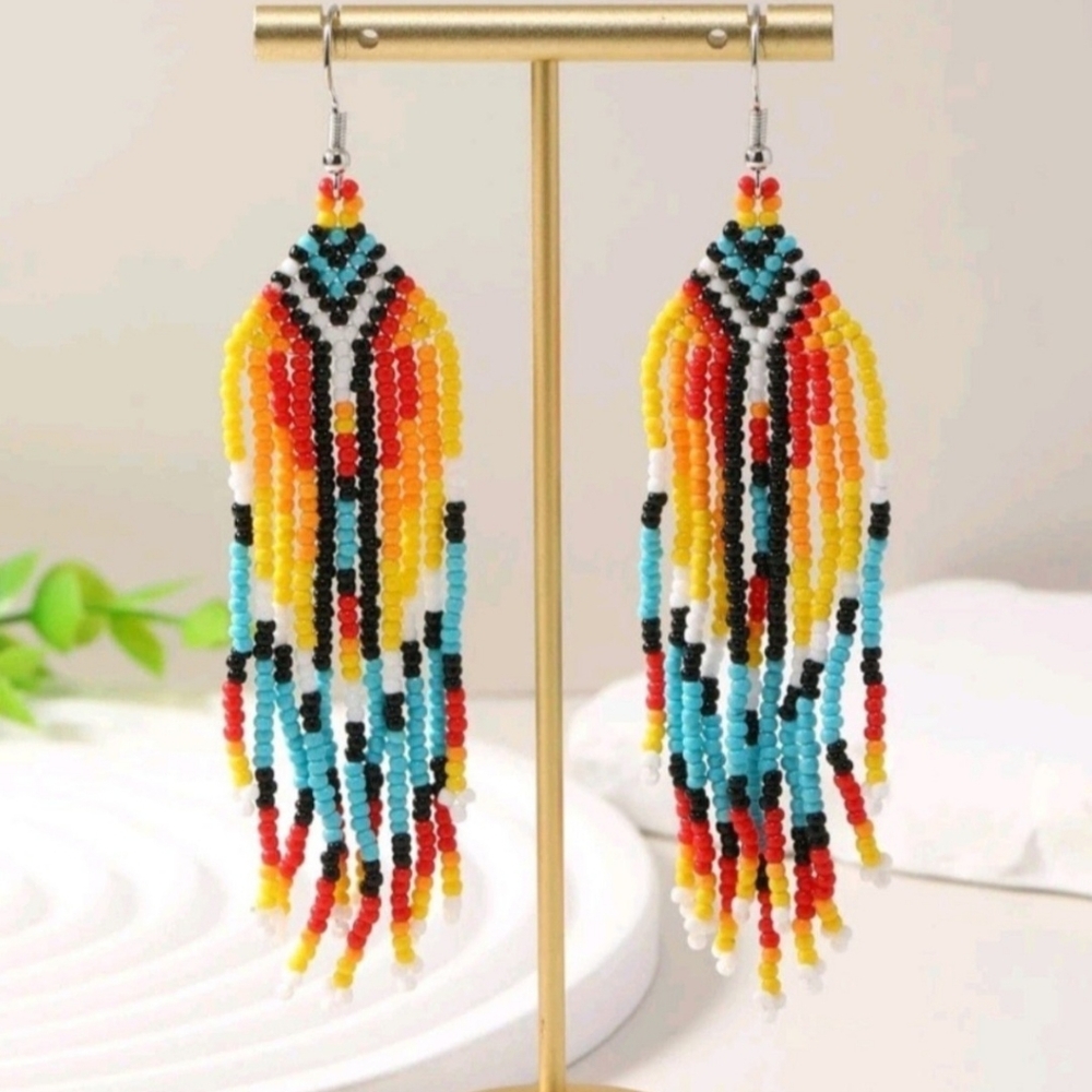 Native American Themed Beaded Earrings